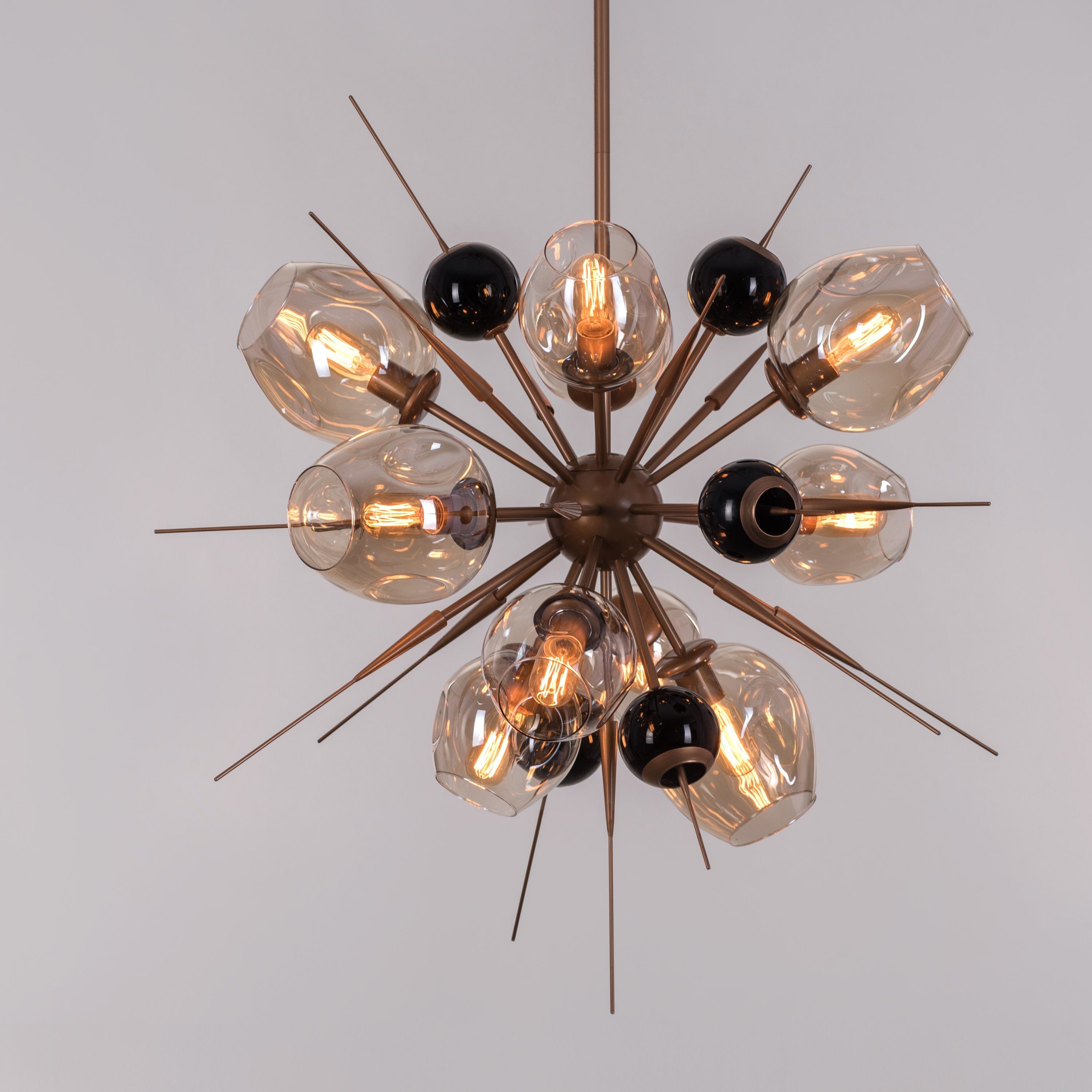 Modern (Large, Gold, Amber) Glass Chandelier