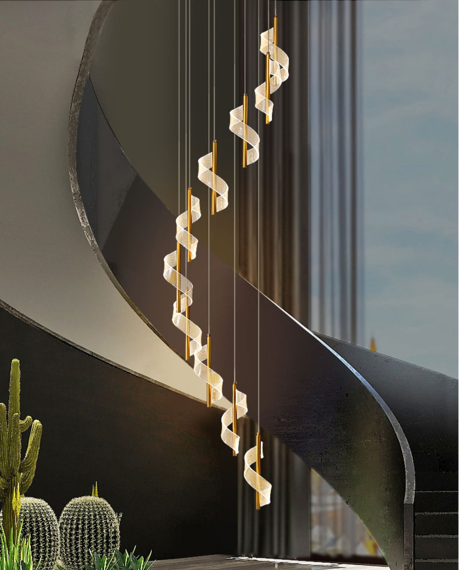 Swirl & Curl Stairway Chandelier - Warm White