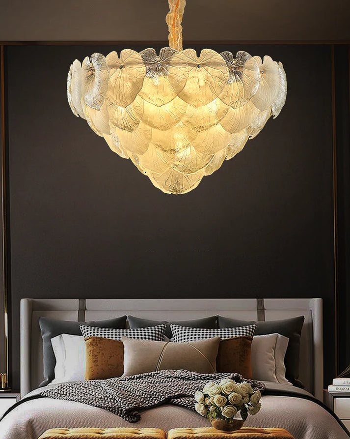 Gold Metal White Glass Led Chandelier