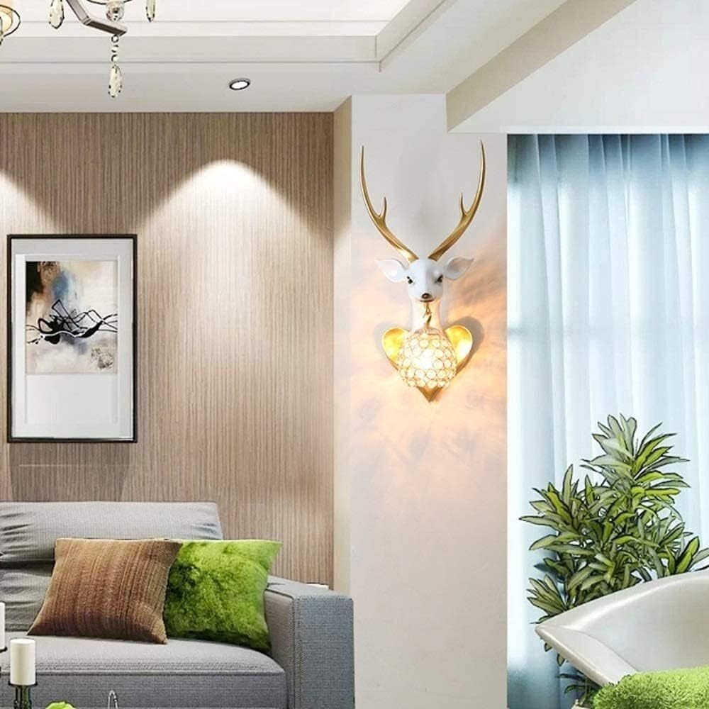 White Deer Head Resin Wall Light