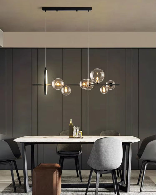 Clear Glass Glob Ring Chandelier