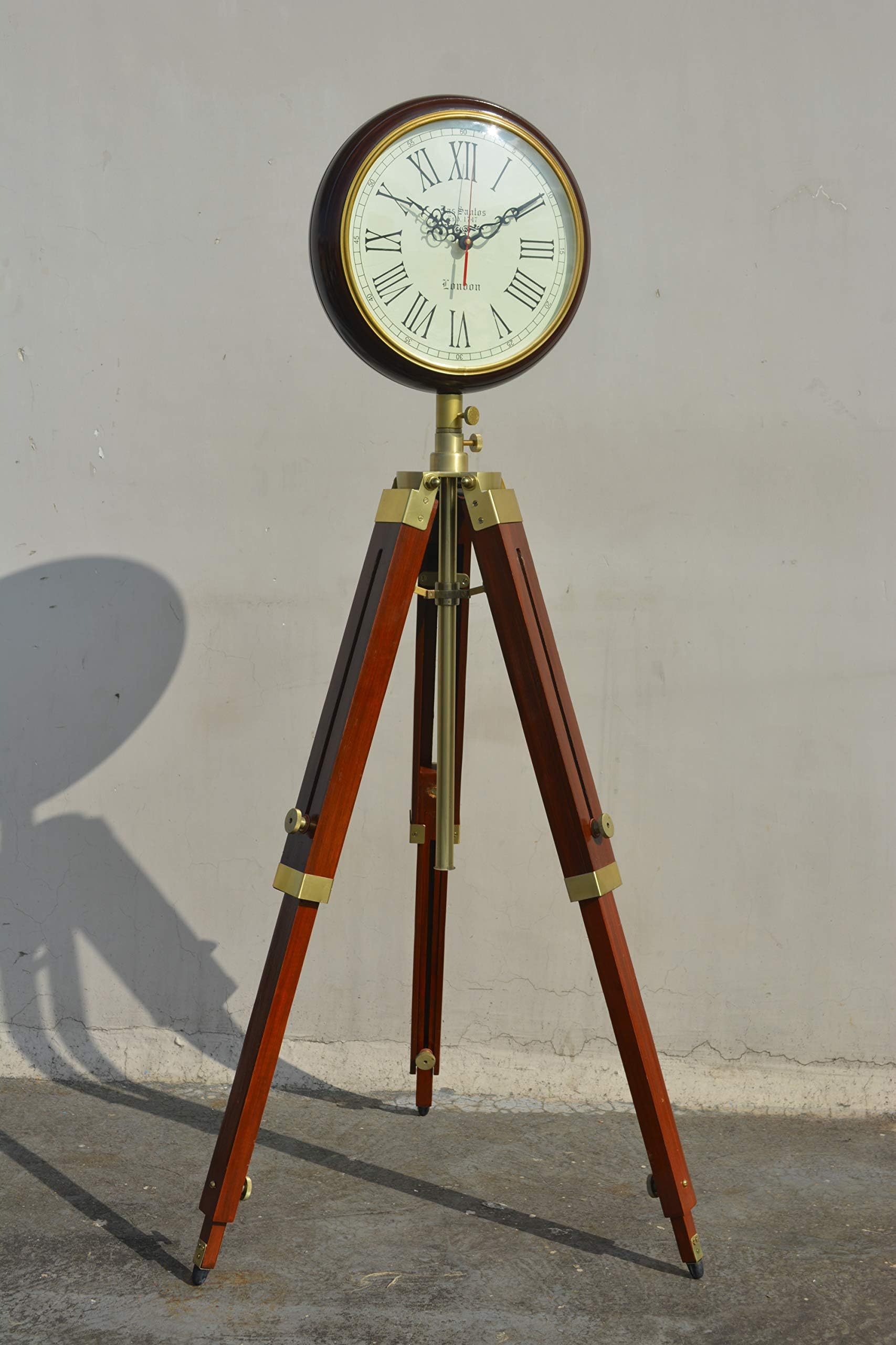 Handmade Wooden Tripod Stand Clock
