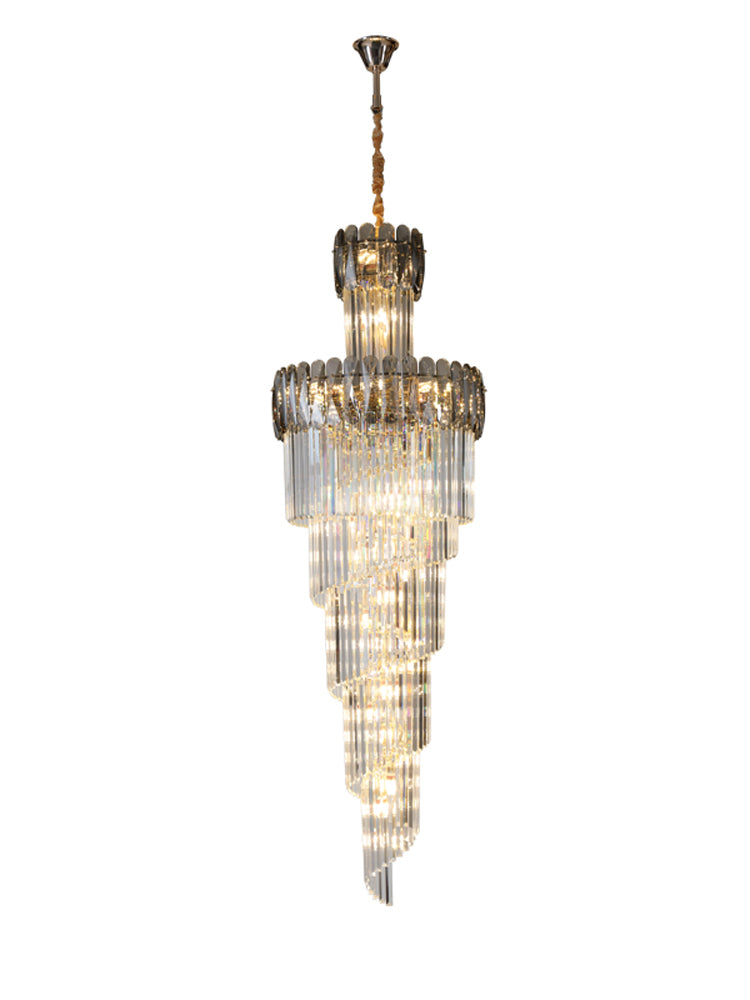 Crystal Multilayer Double Height Chandelier