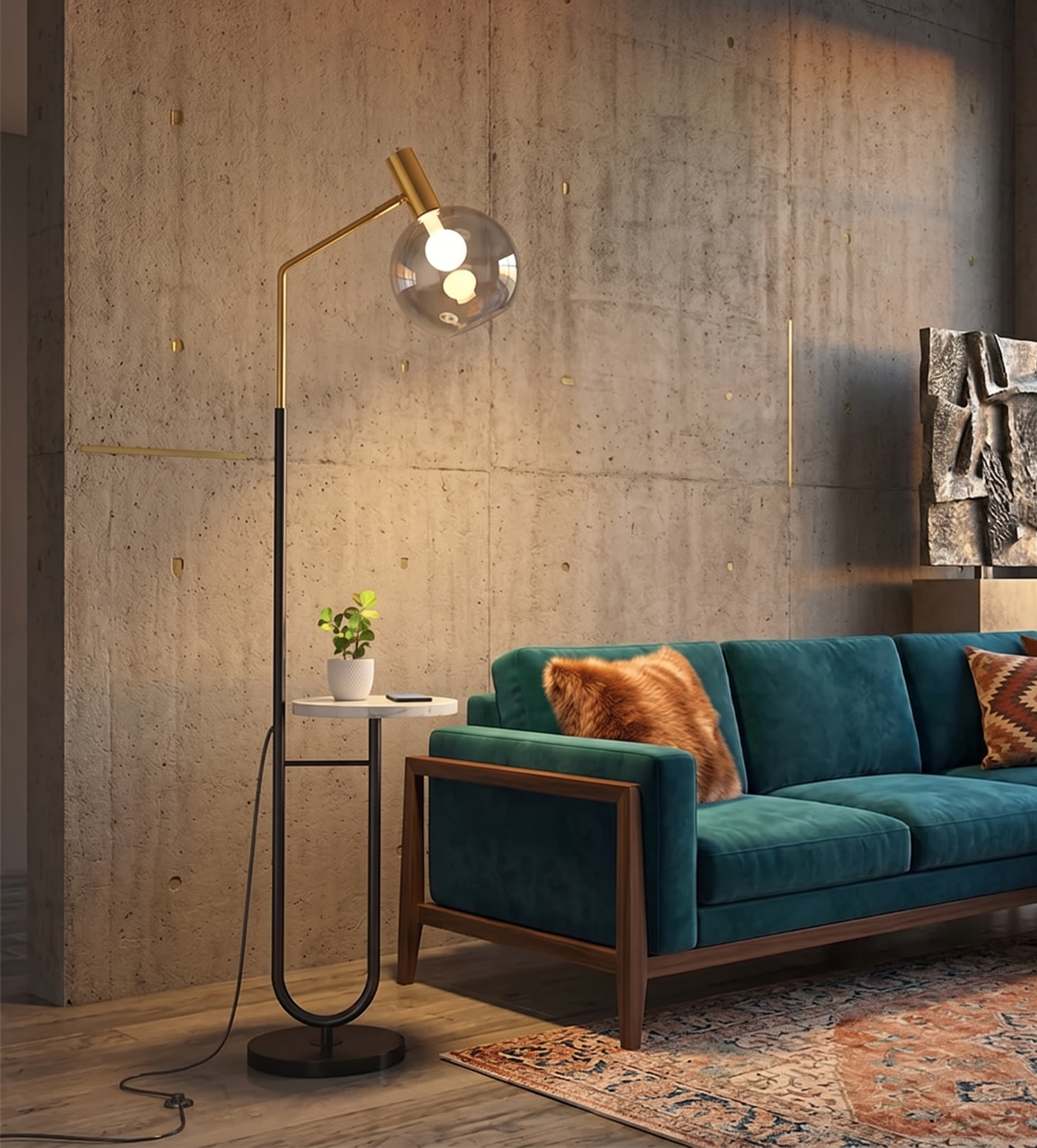 Nova Curve (Glass, Smoke) Floor Lamp