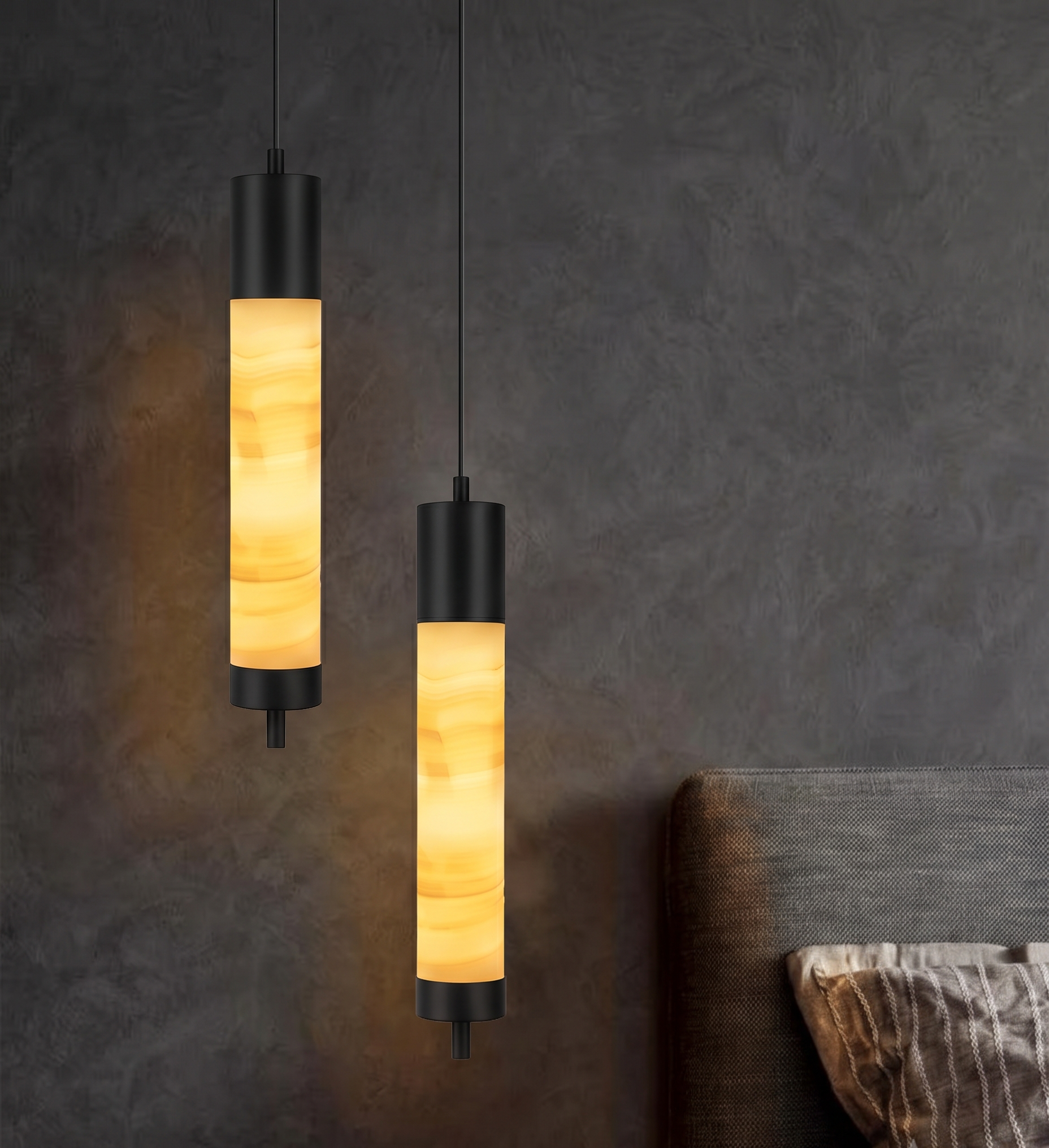 (Original) Aurum Onyx Marble Black  Pendant Light