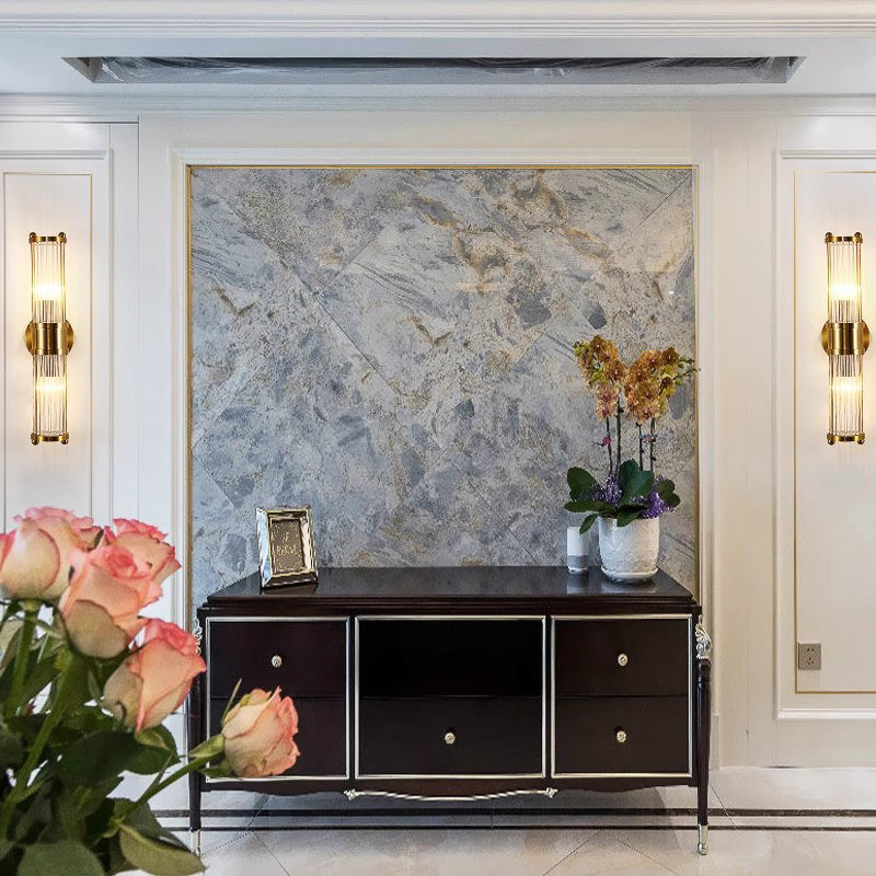 Slim Crystal Gold Metal Wall Light