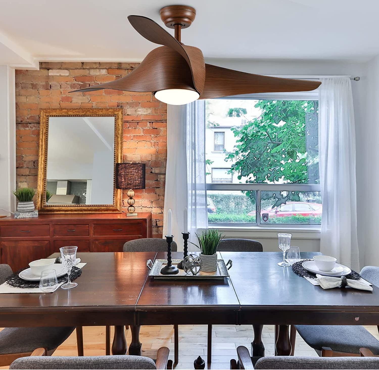 Ceiling Fan With Lights And Remote Control In Walnut Finish