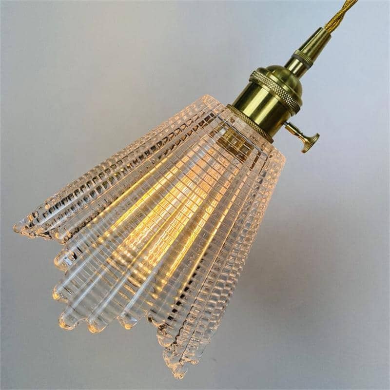 Brass Finish Amber Glass Small Pendant Lamp