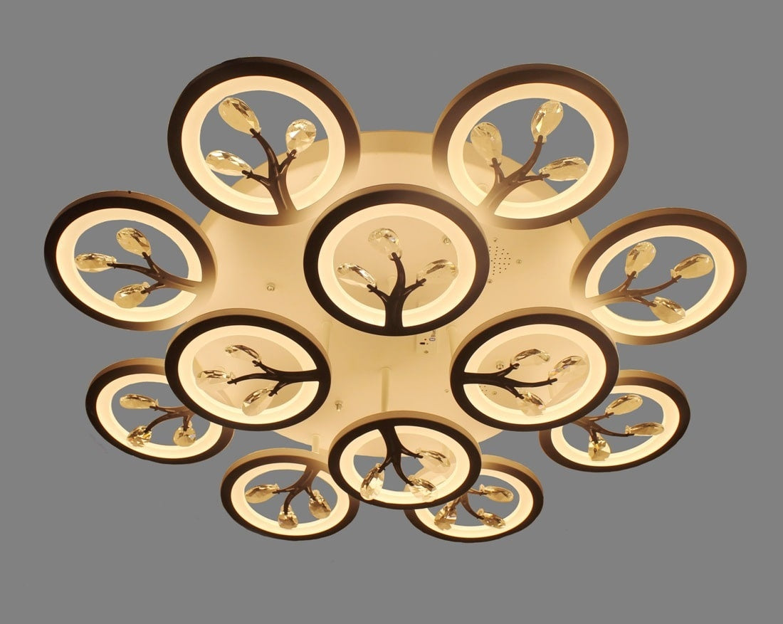 12 Light Rose Gold Flower Led Chandelier