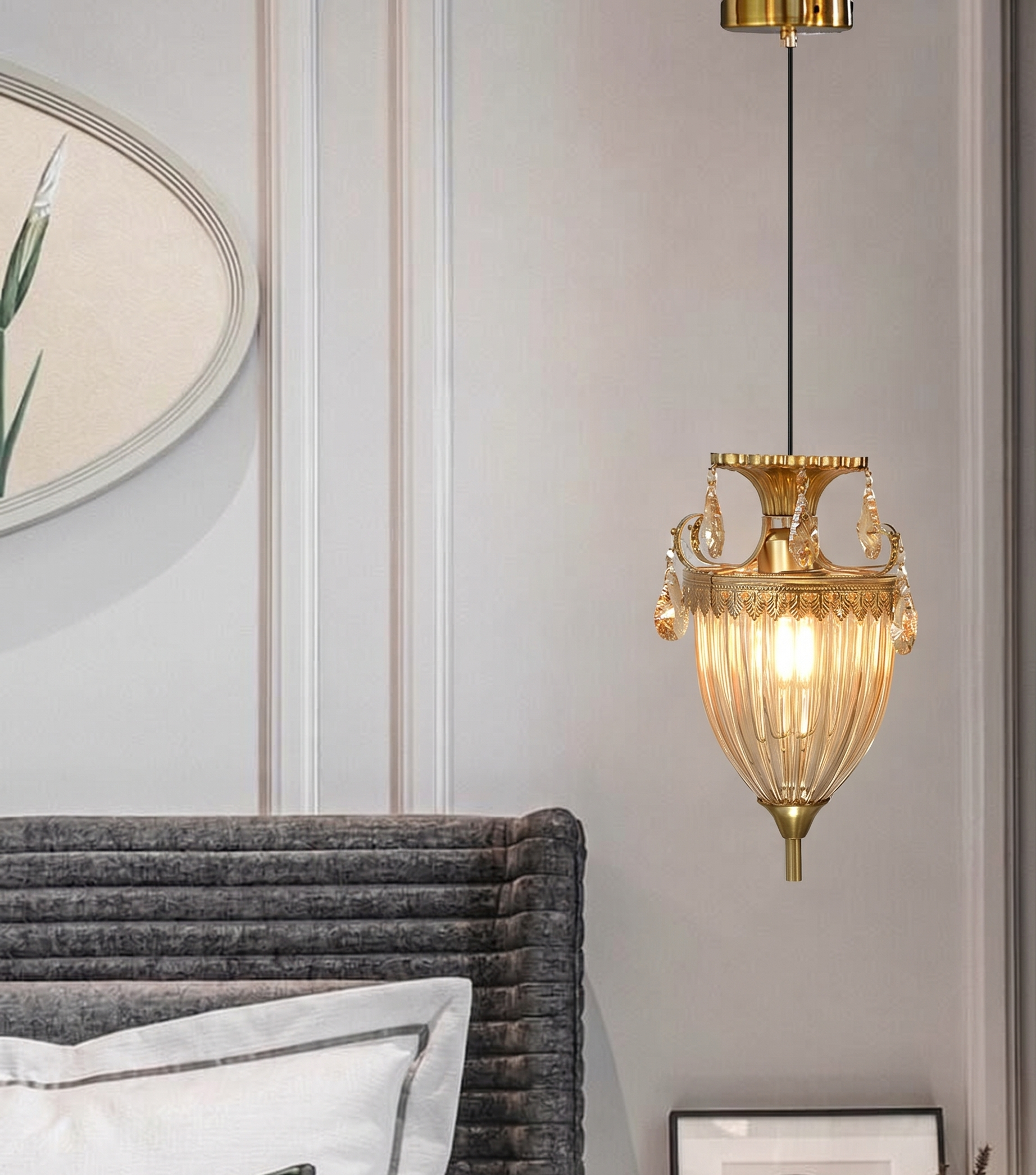 Imperial Iris (Glass, Amber) Hanging Light