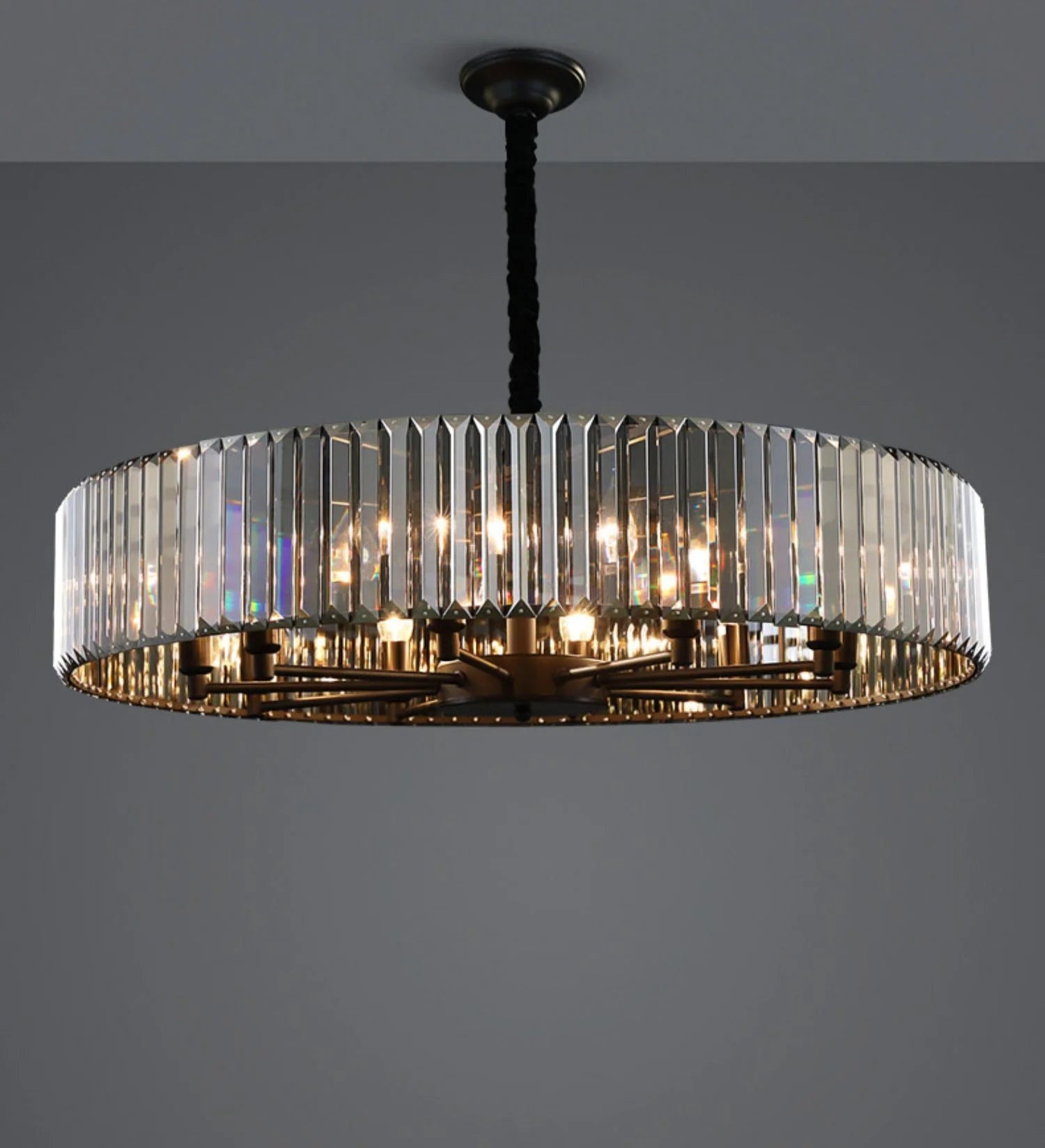 Black Metal Smokey Crystal Led Chandelier