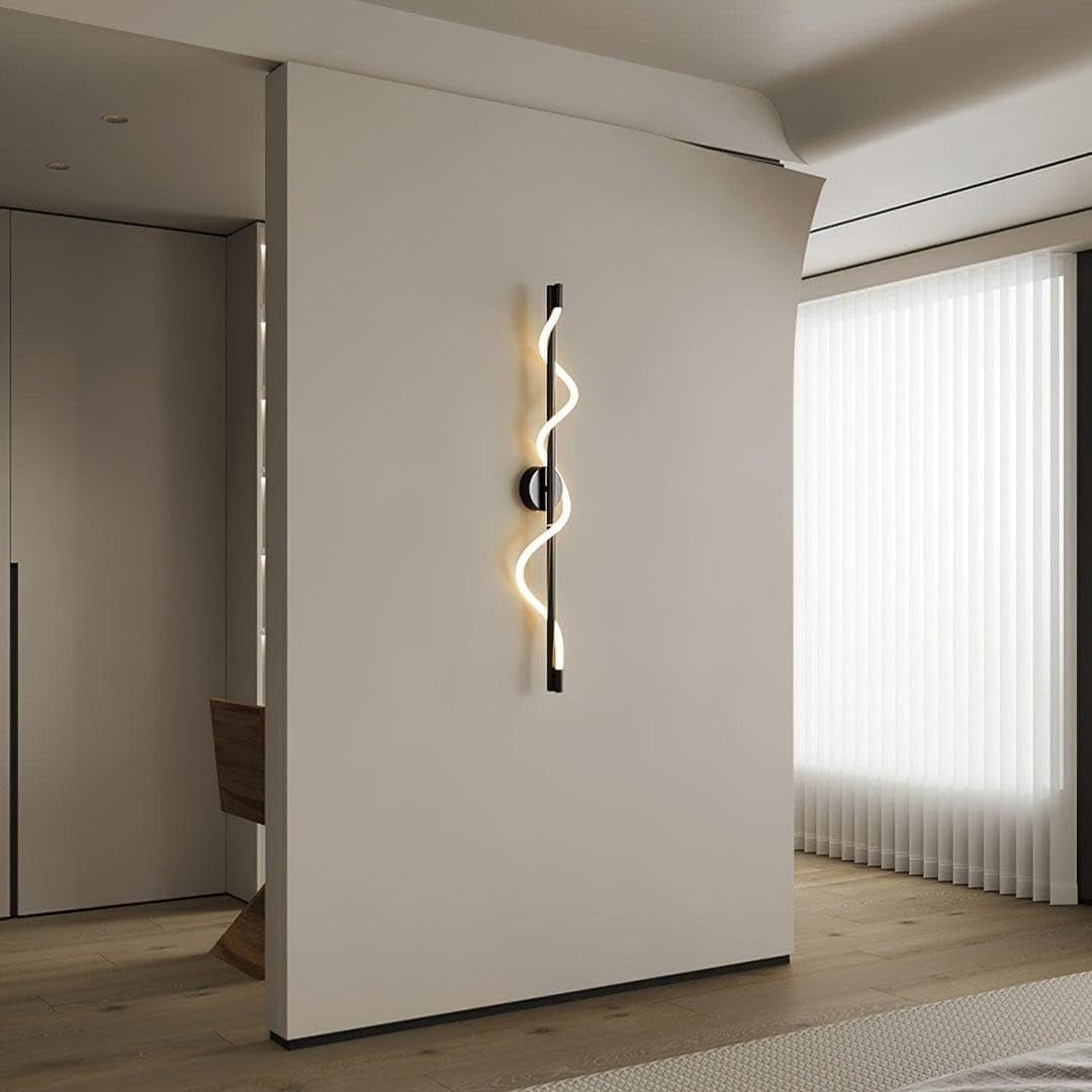 Modern Black Twisted Acrylic Tube Wall Light