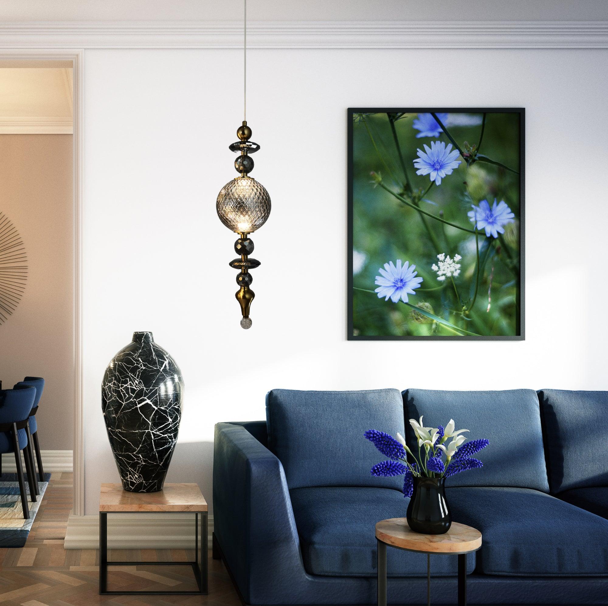 Glass Smokey Black Vintage Pendant Lamp