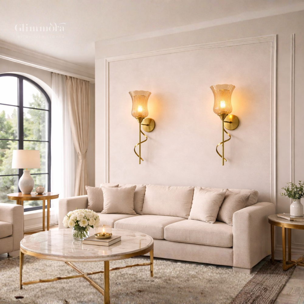 Twisted Stem Wall Light – Gold Glass Sconce