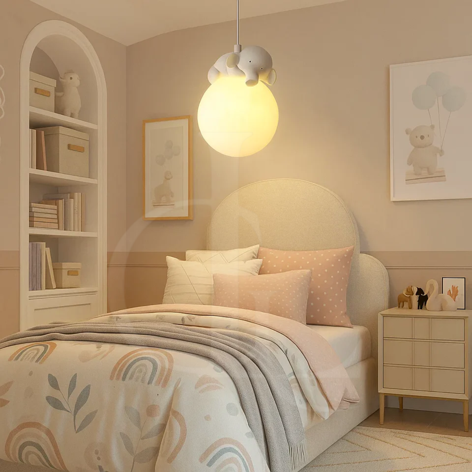 Cute Animal Shaped Moon Pendant Light - Elephant