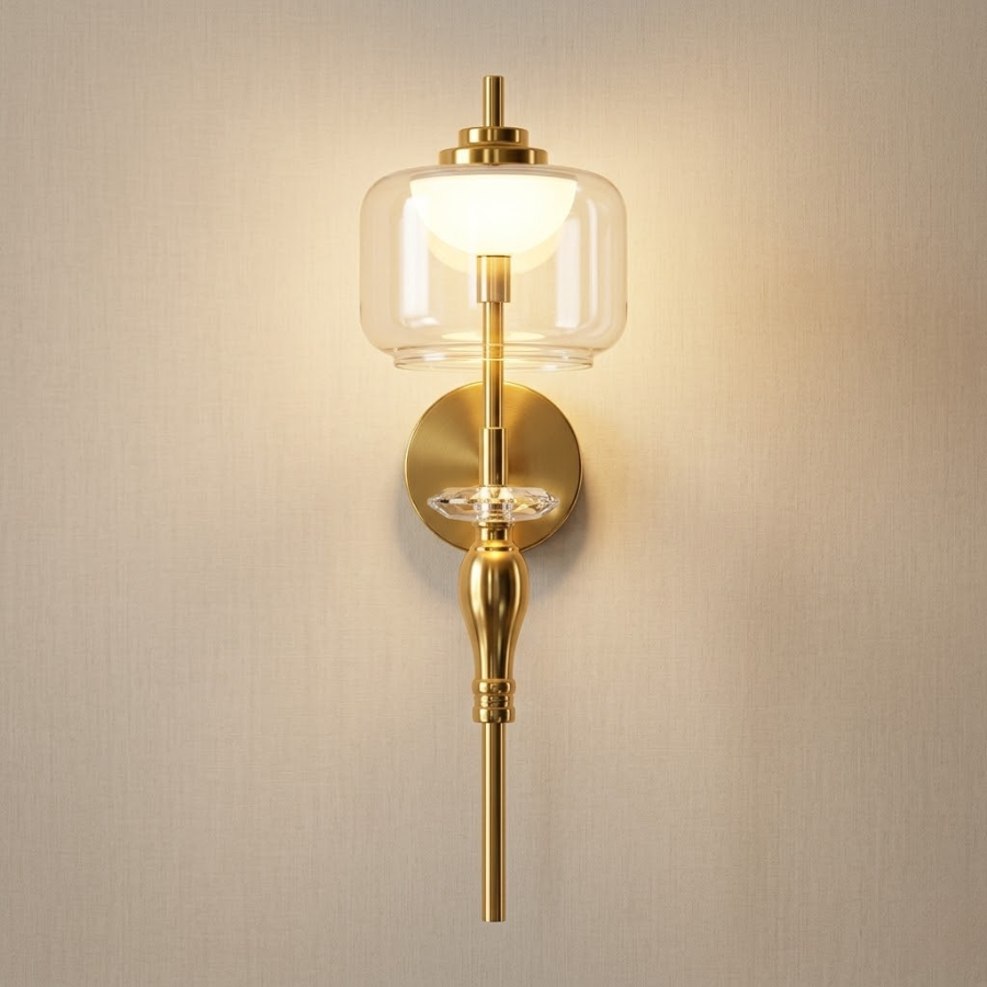 Modern Crystal Accent Wall Light for Living Room, Bedroom & Hallway