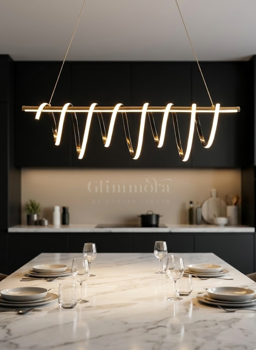 Spiral Ribbon Linear LED Chandelier