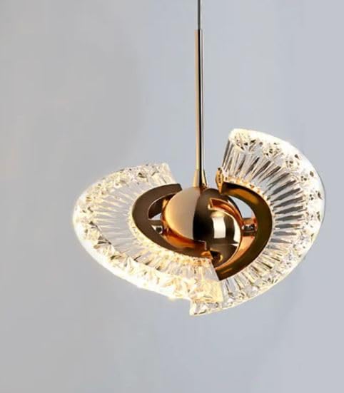 Golden Crystal Twisting Swirl LED Pendant Light - Soft Warm Glow