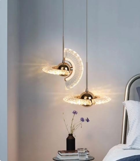 Golden Crystal Twisting Swirl LED Pendant Light - Soft Warm Glow
