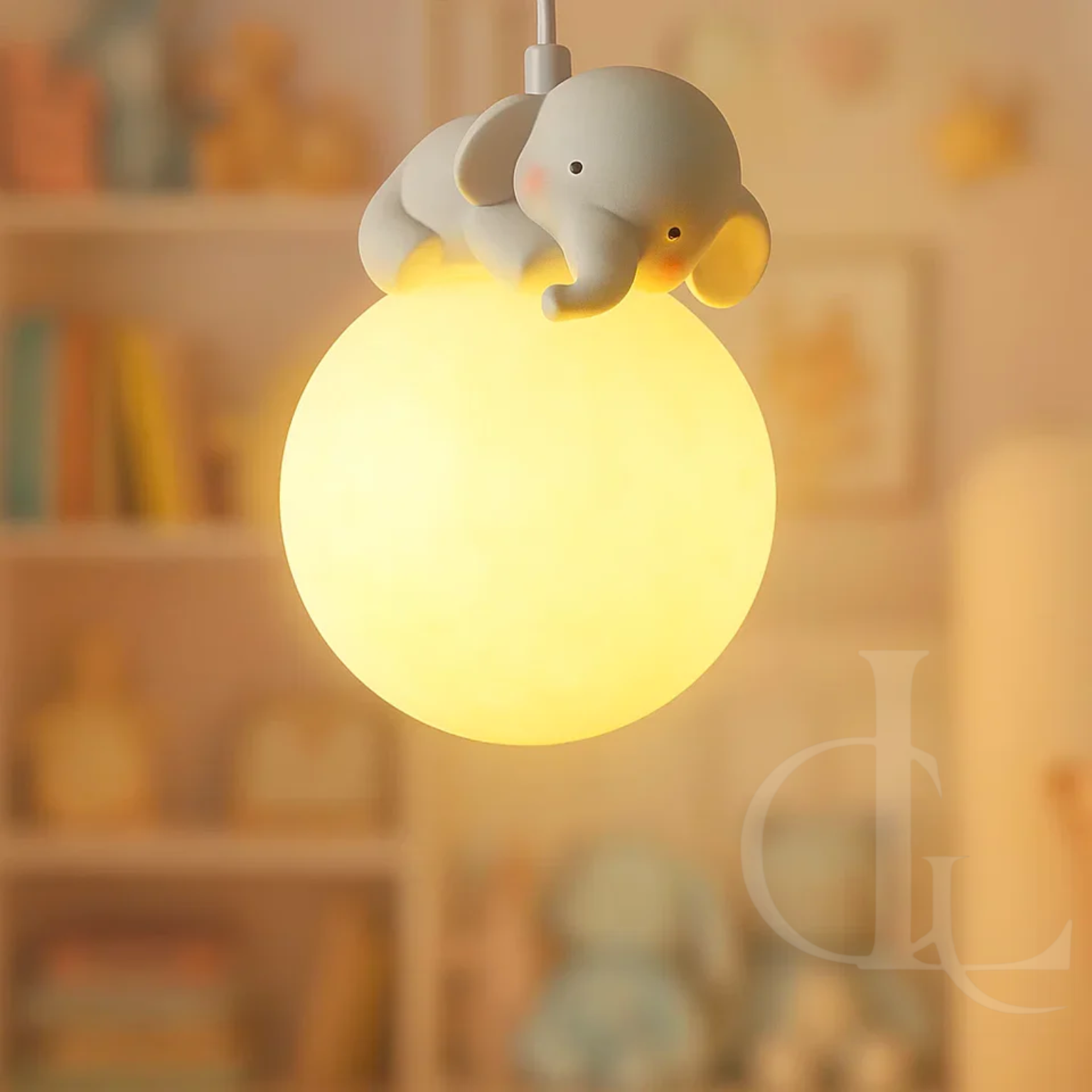 Cute Animal Shaped Moon Pendant Light - Elephant