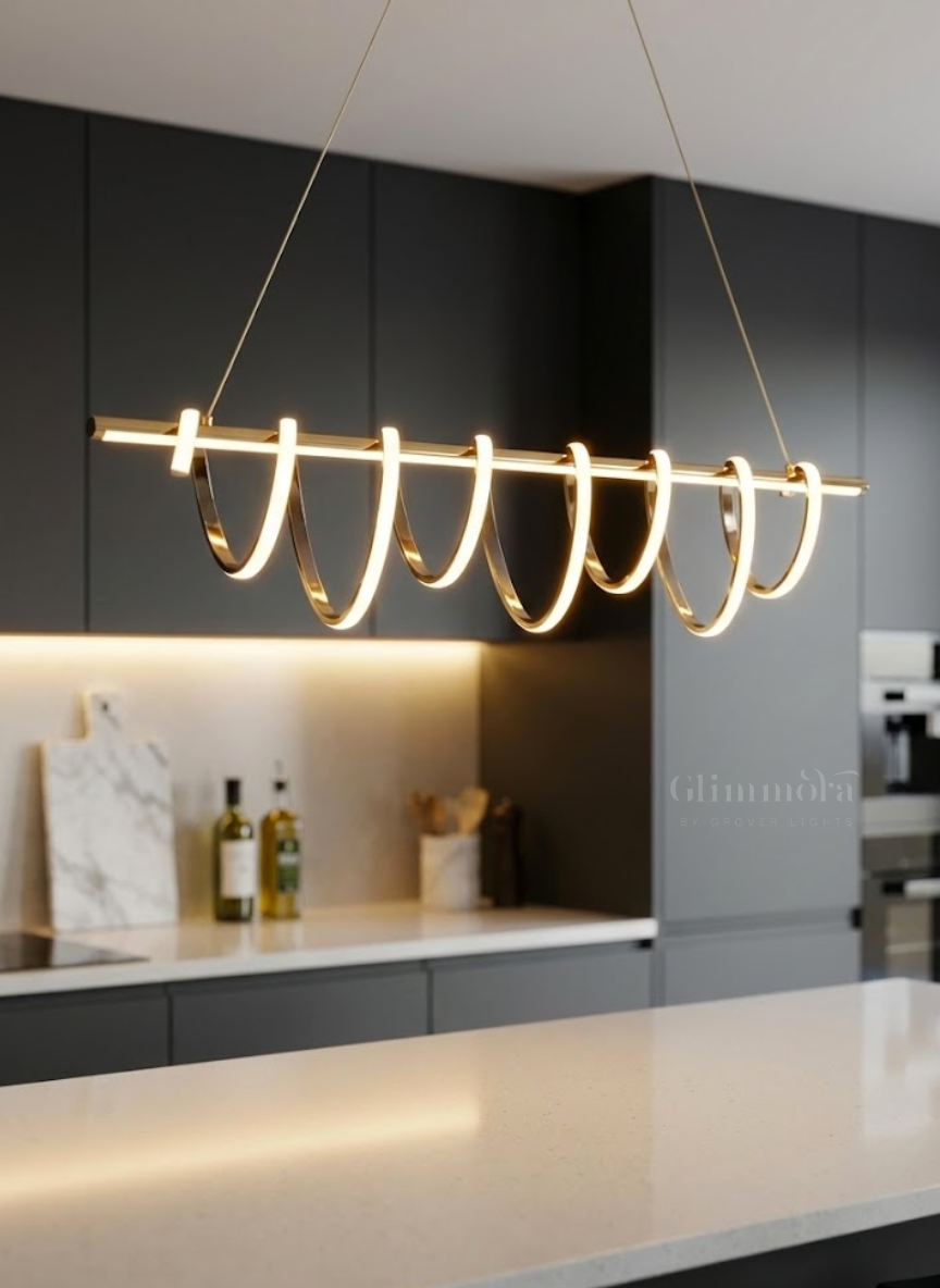 Spiral Ribbon Linear LED Chandelier