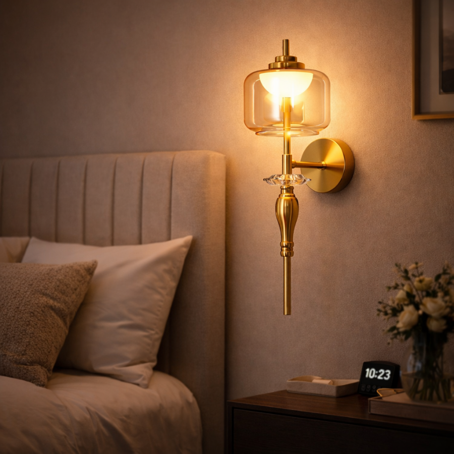 Modern Crystal Accent Wall Light for Living Room, Bedroom & Hallway