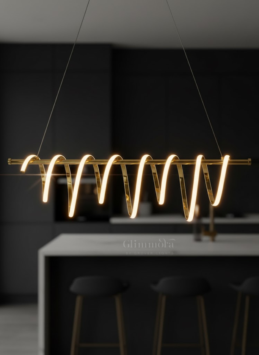 Spiral Ribbon Linear LED Chandelier