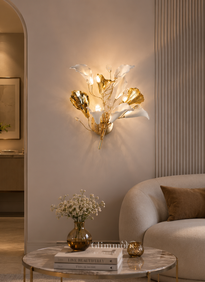 Golden Lily Floral Wall Light