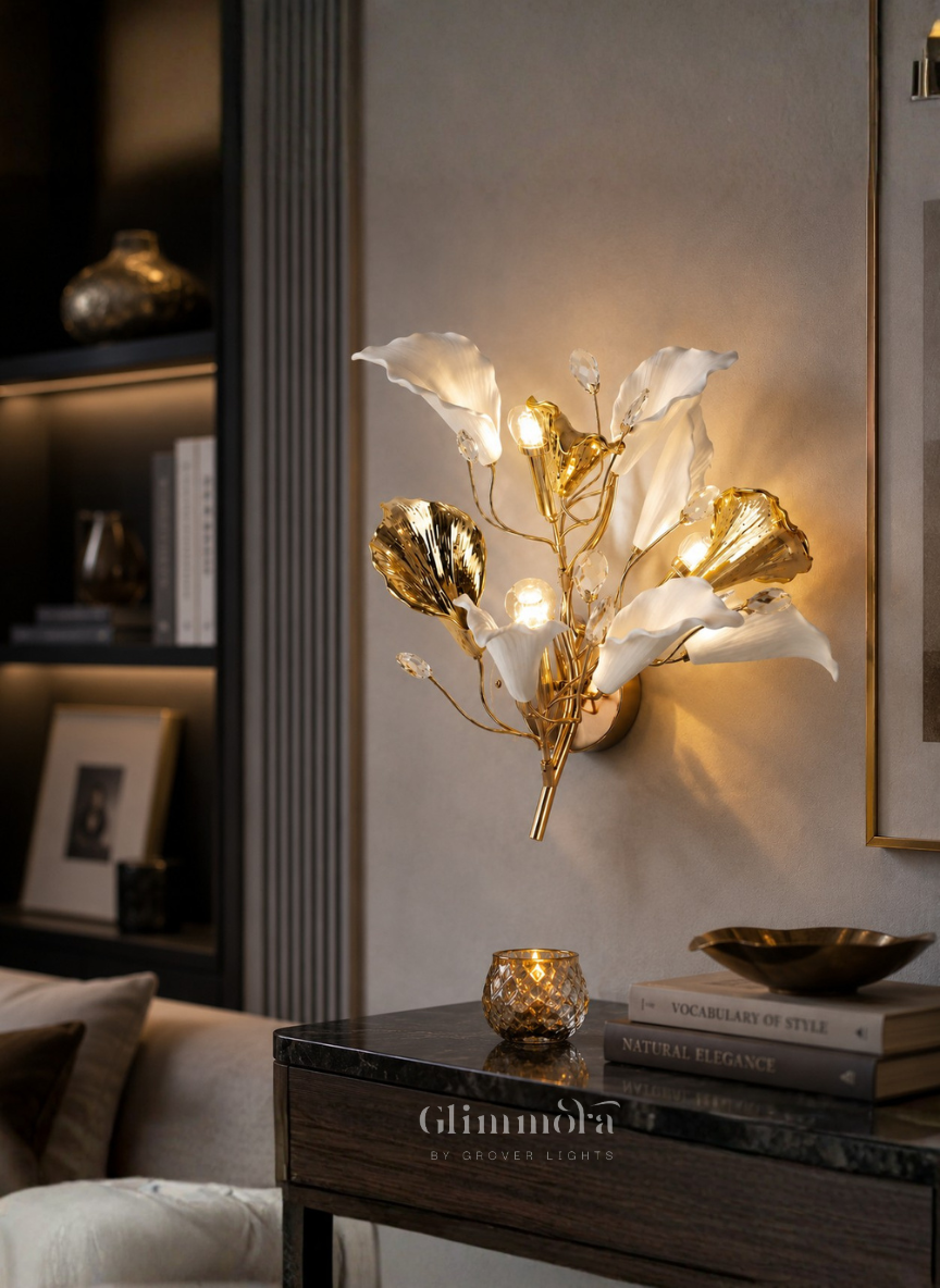 Golden Lily Floral Wall Light