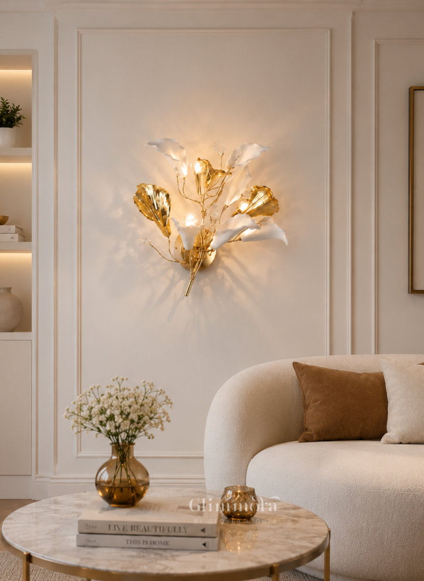 Golden Lily Floral Wall Light