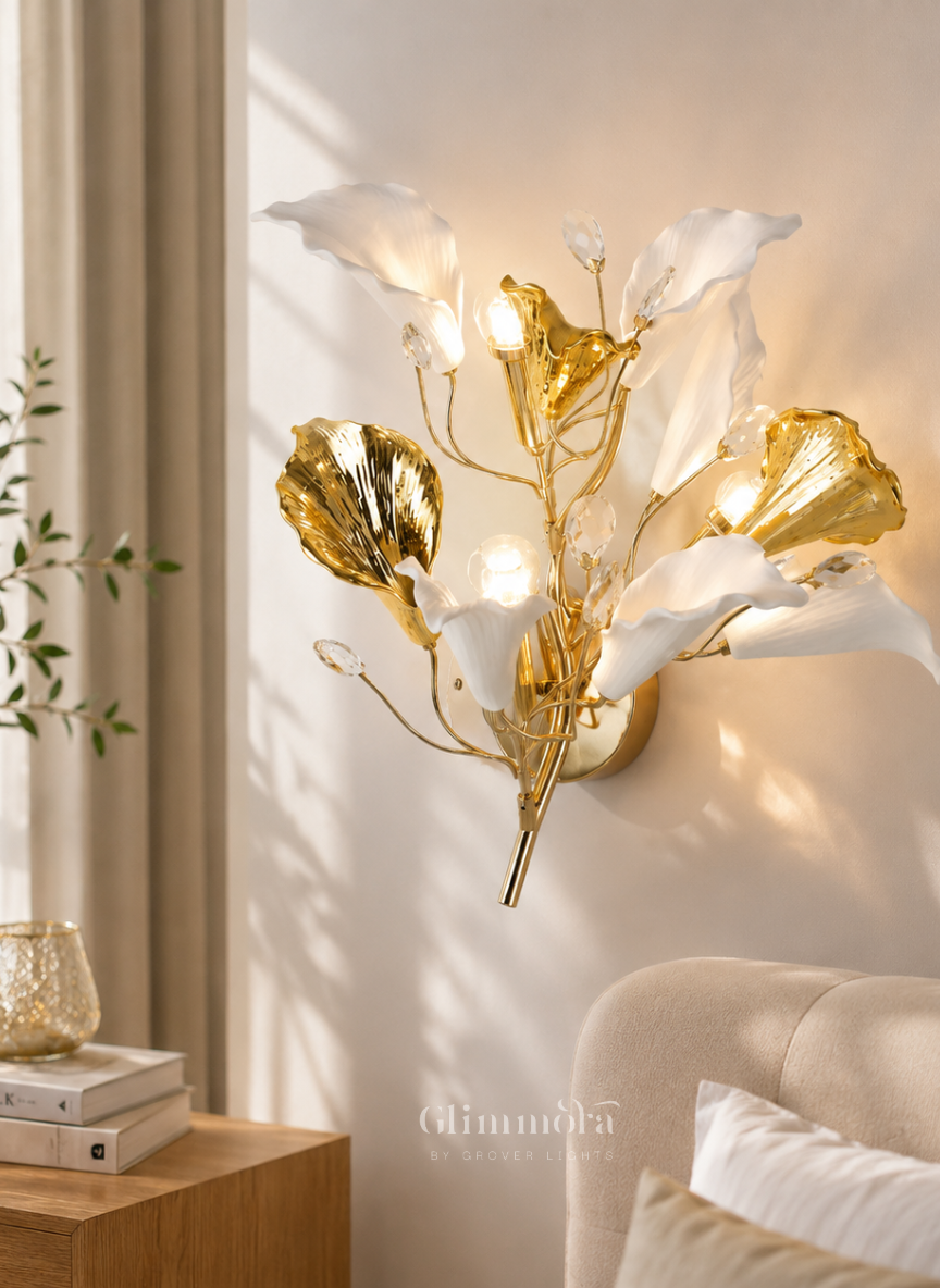 Golden Lily Floral Wall Light