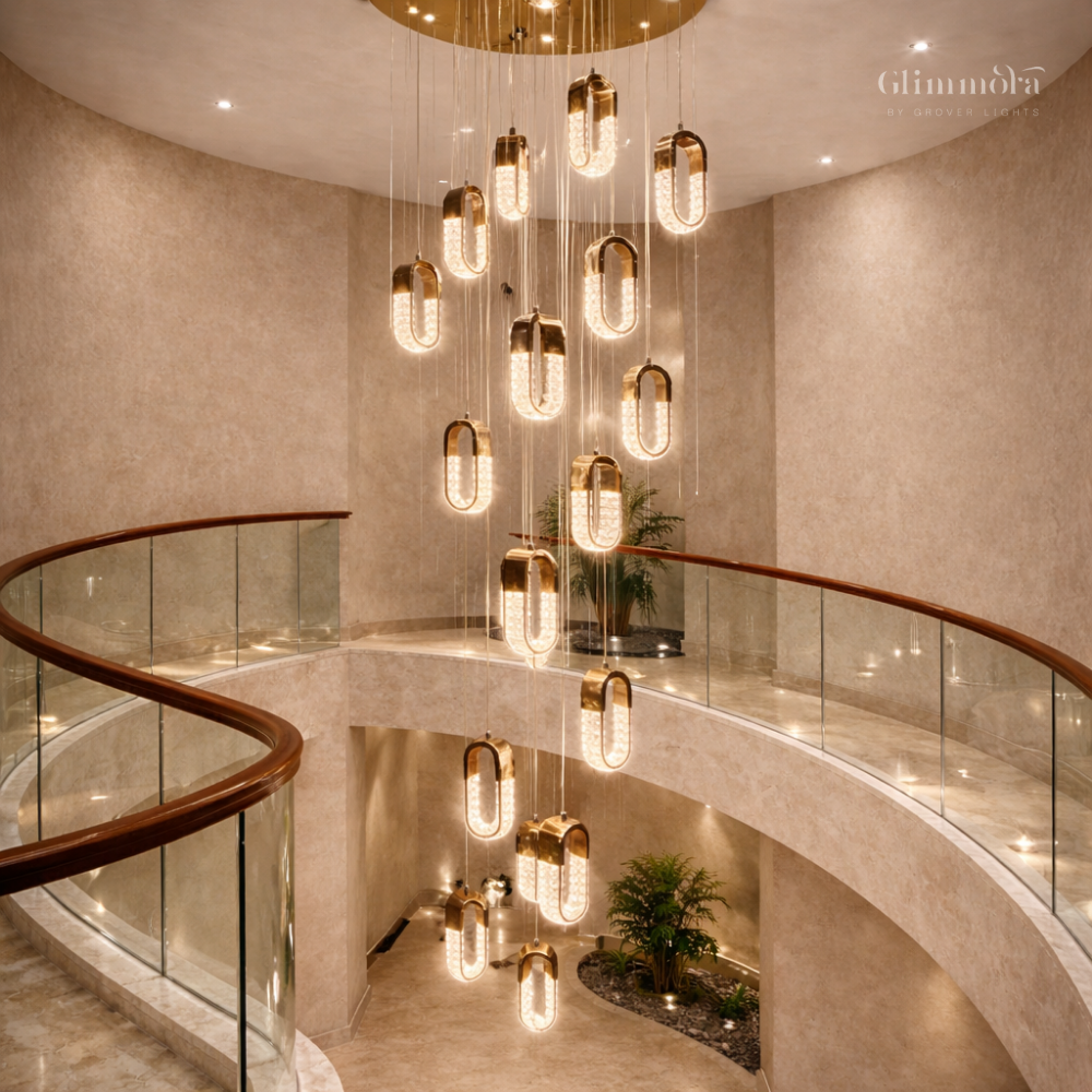 Double Height Crystal Pendant Chandelier
