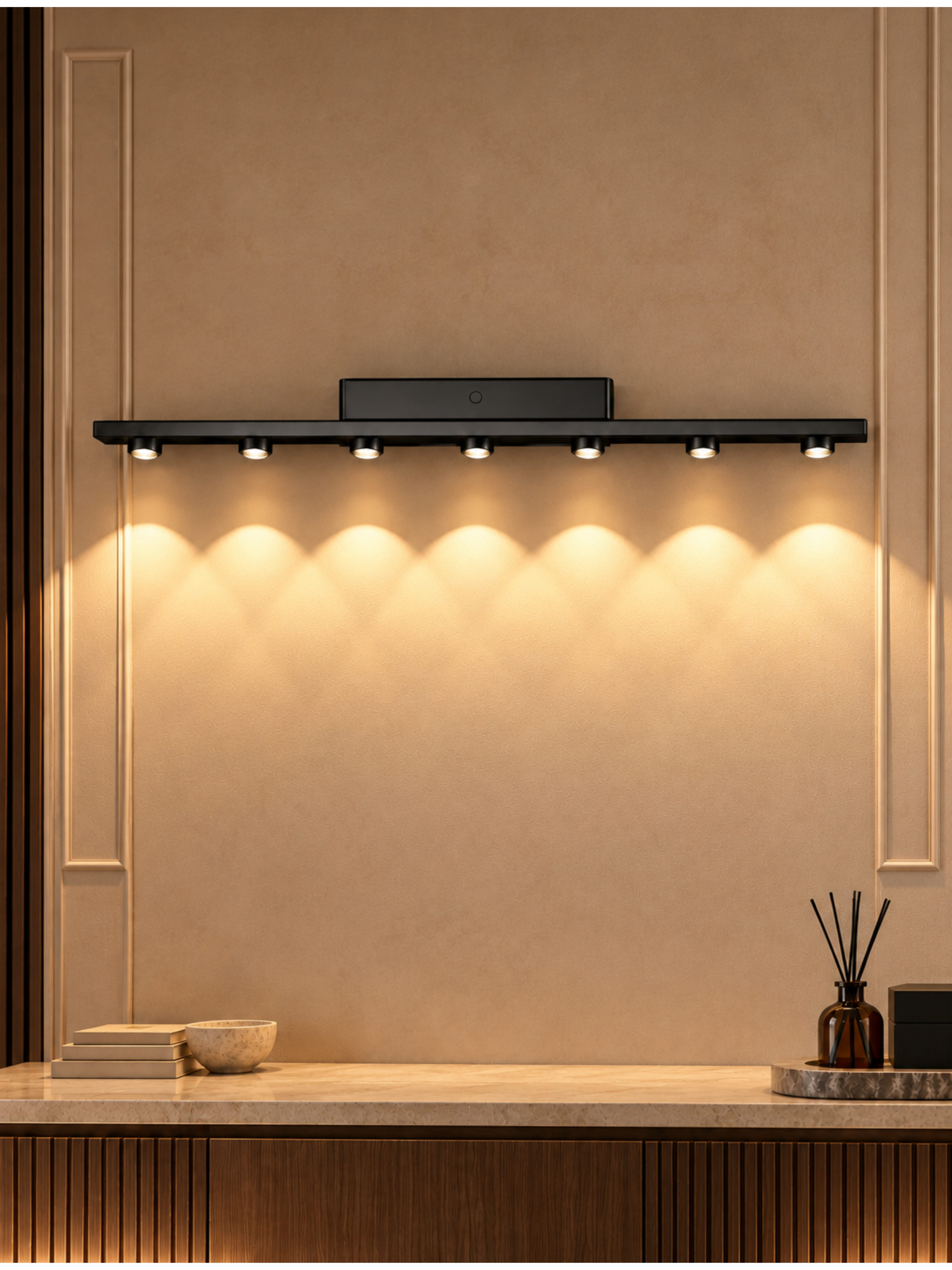 7 Spot Black LED Vanity Wall Light