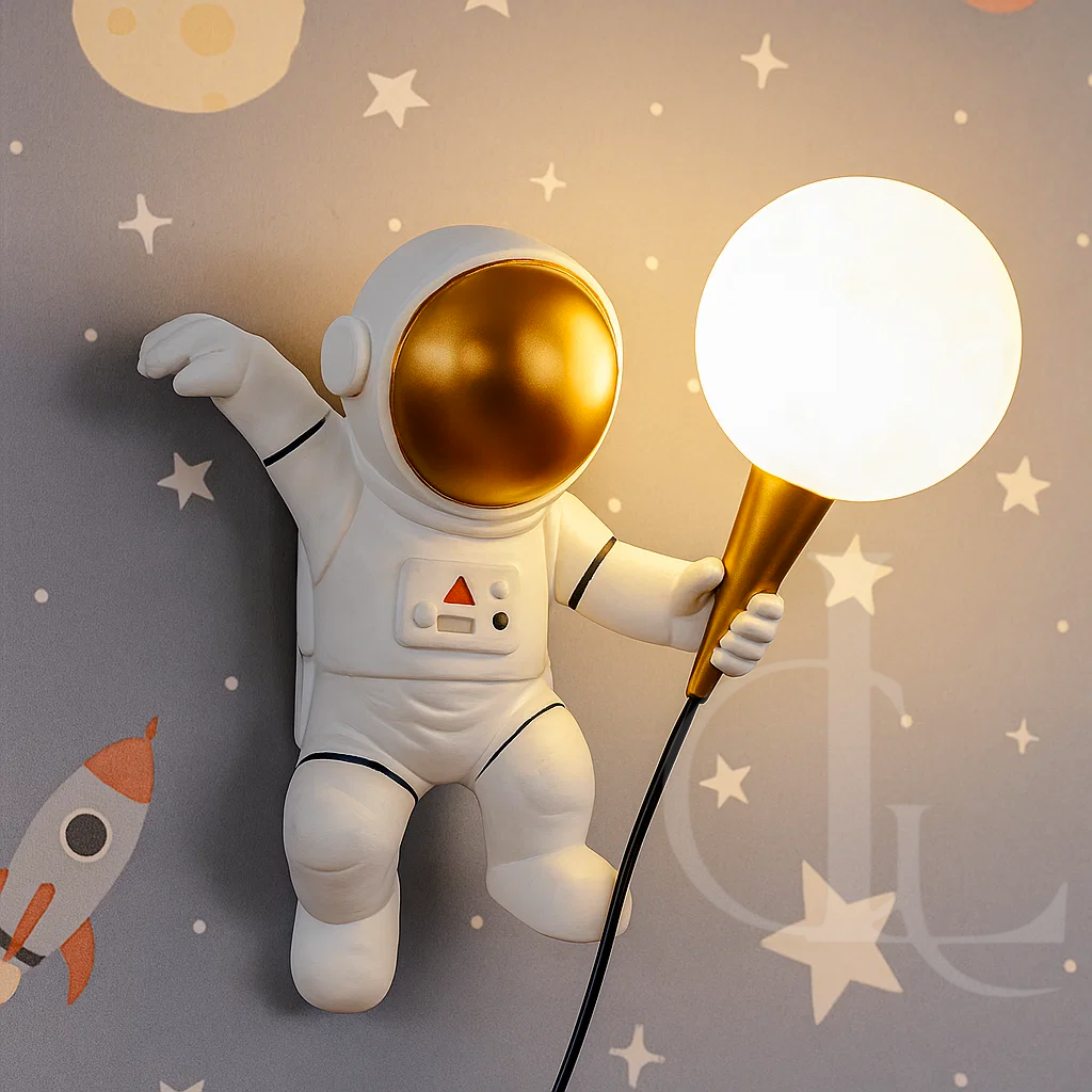 Rocket Pocket Astronaut Kids Room Wall Light