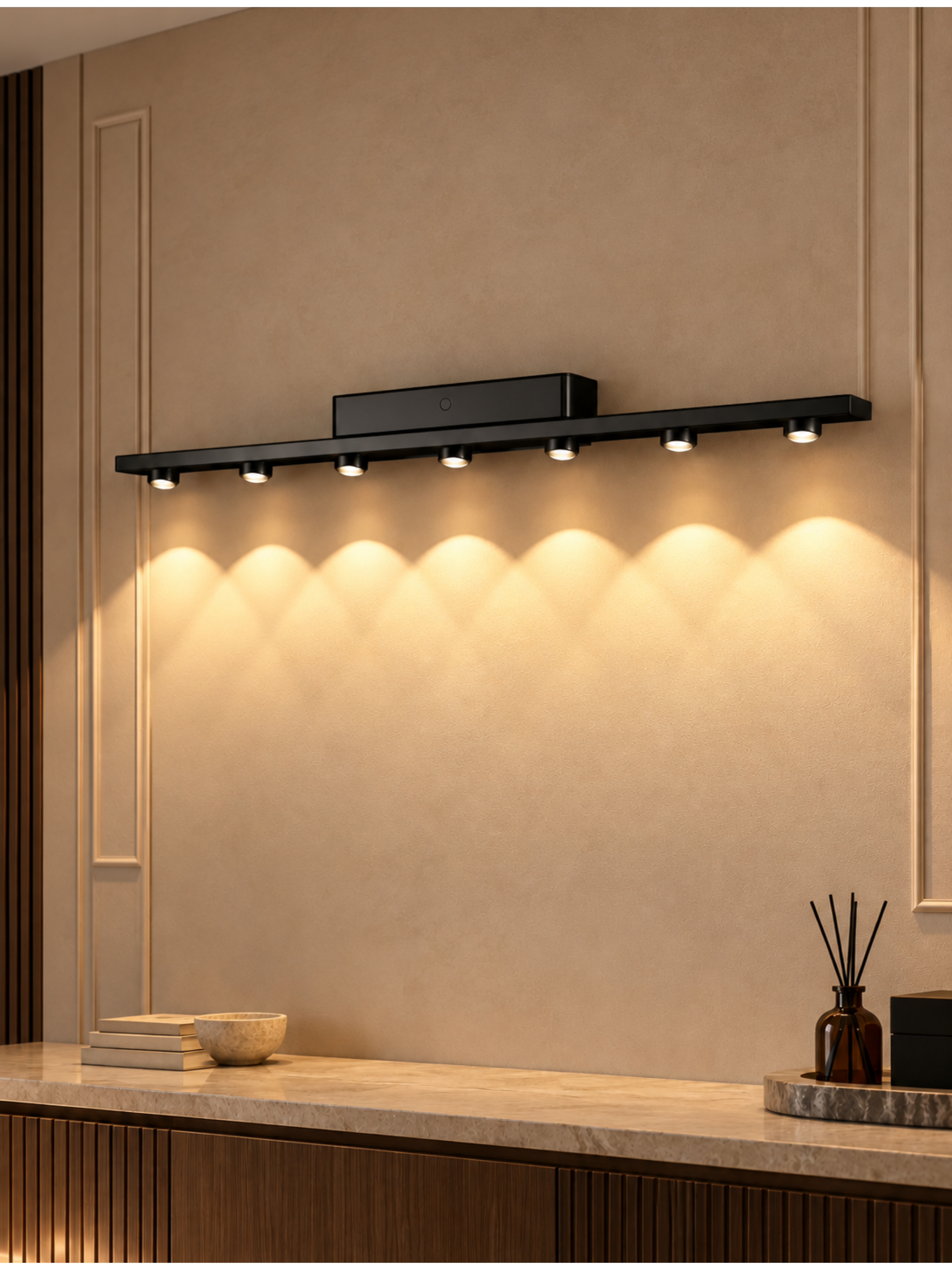 7 Spot Black LED Vanity Wall Light