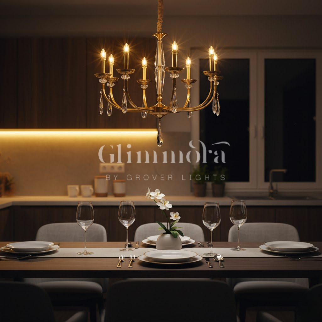 8 Light Antique Brass Italian Chandelier Light for Dining Hall