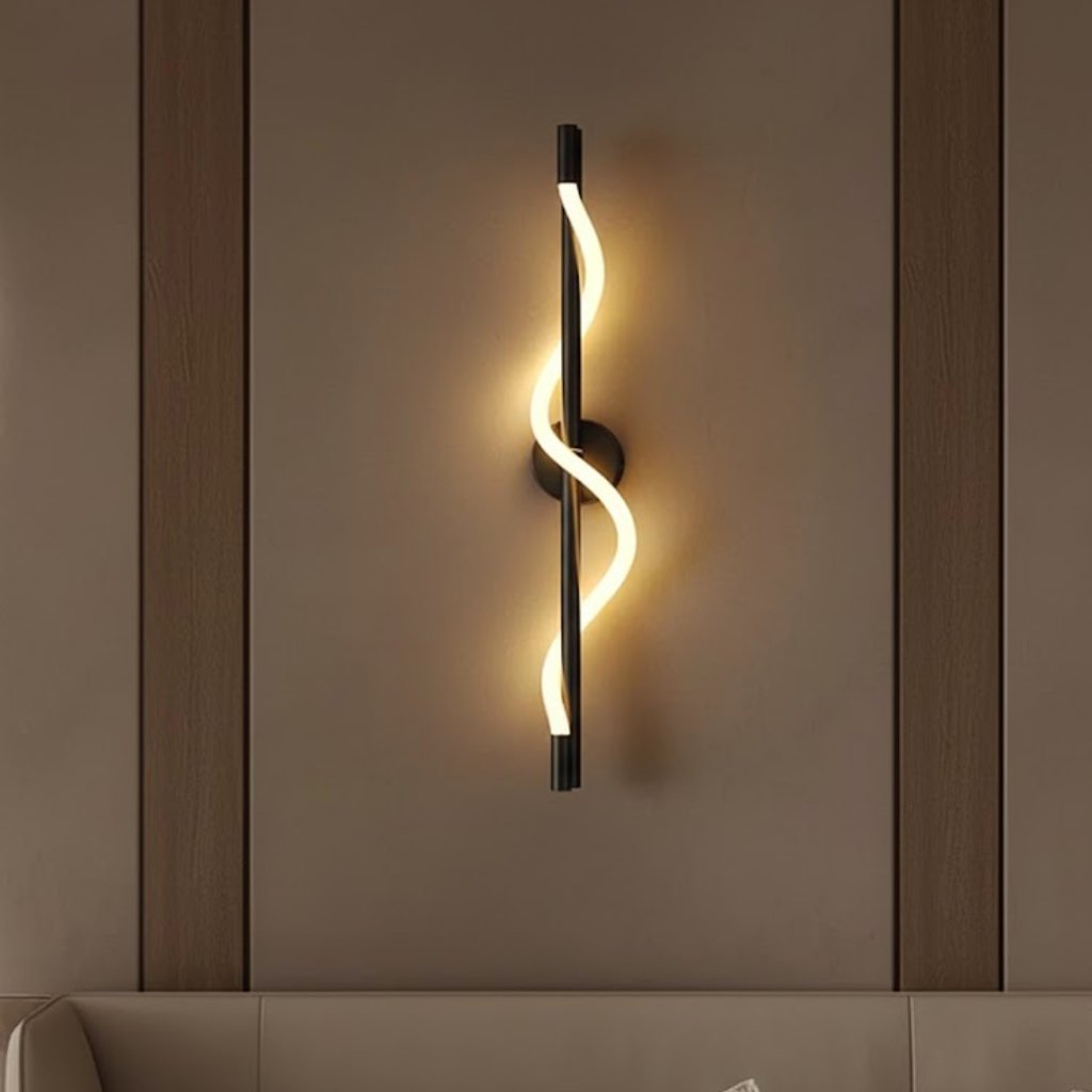 Modern Black Twisted Acrylic Tube Wall Light