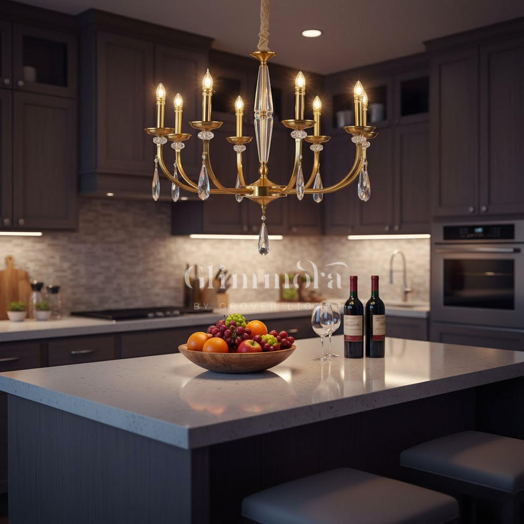 8 Light Antique Brass Italian Chandelier Light for Dining Hall