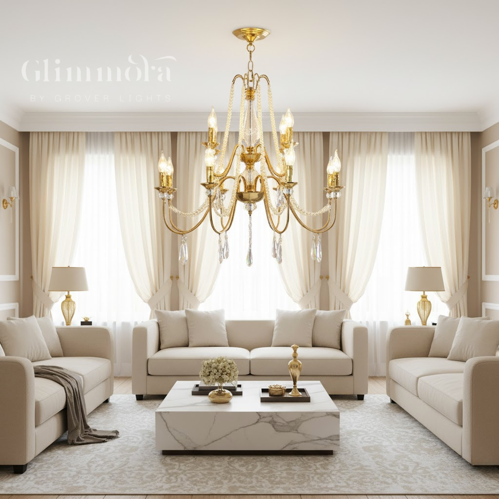 12 Light Clear Glass Italian Jewel Chandelier Ceiling Lights Hanging