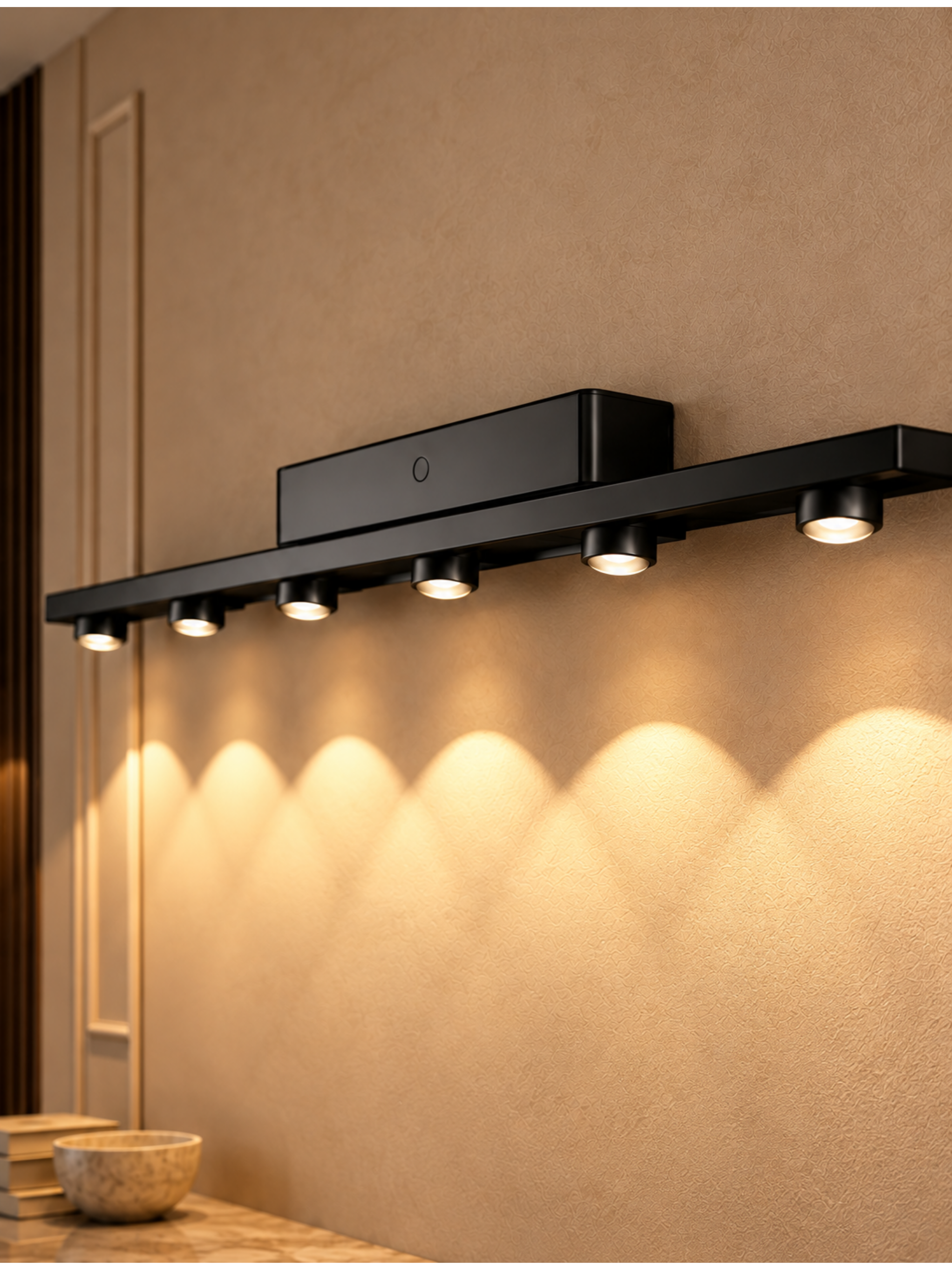 7 Spot Black LED Vanity Wall Light