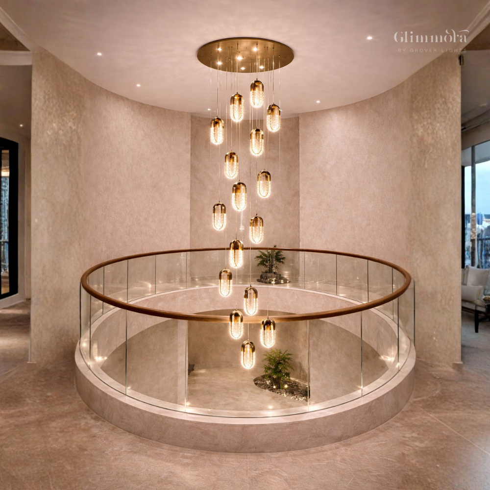 Double Height Crystal Pendant Chandelier
