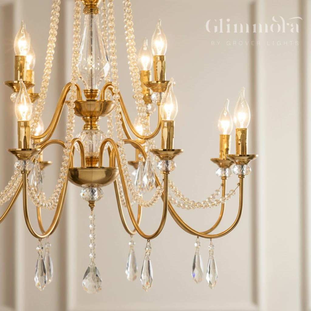 12 Light Clear Glass Italian Jewel Chandelier Ceiling Lights Hanging
