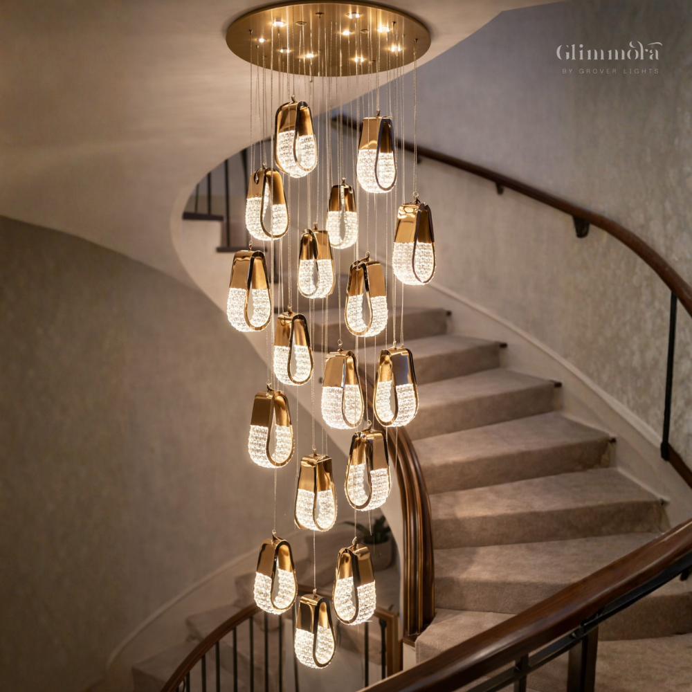 Luxury Loop Crystal Double Height Chandelier
