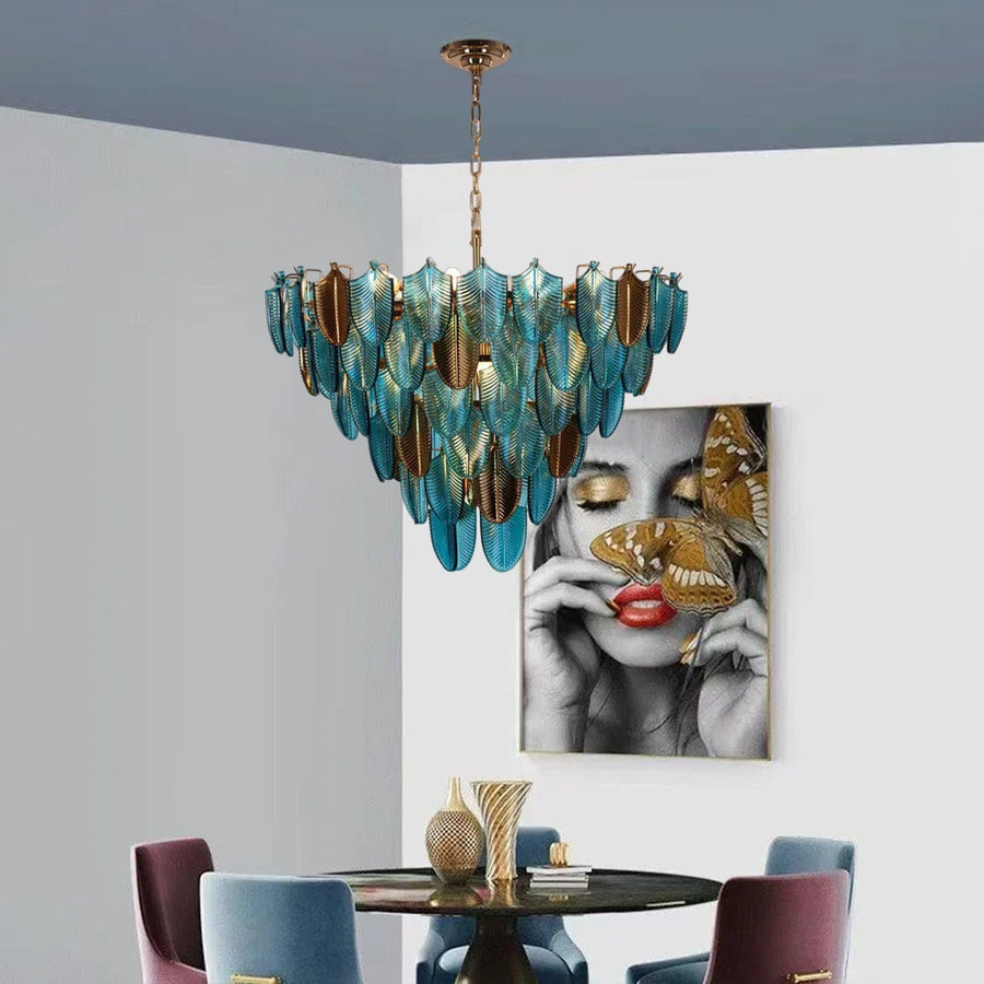 Venusta Luxe Modern Glass Leaf Chandelier