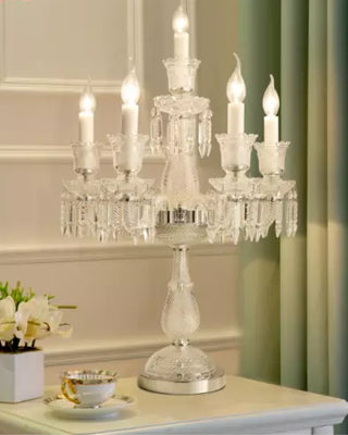 Victorian Crystal Candelabra Table Lamp - 6 Light