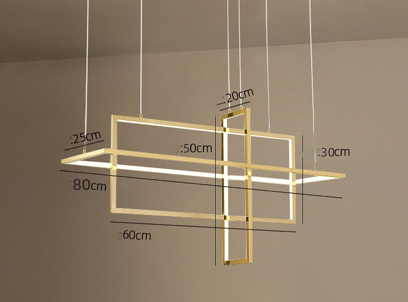 Rectangular Ring Brass Gold Chandelier