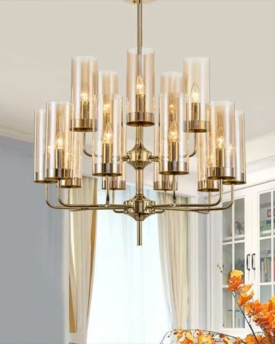 Mid-Century Golden glass chandelier