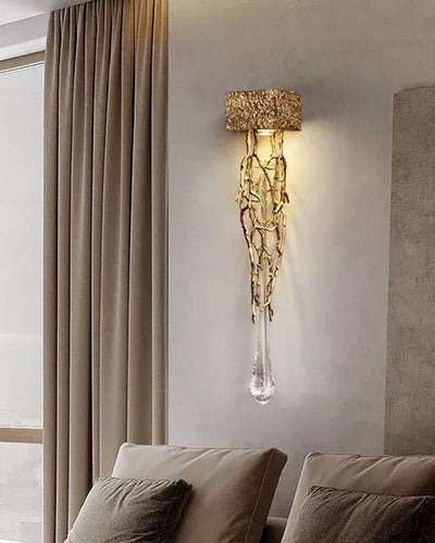 Modern Branch Crystal Drop Wall Sconce