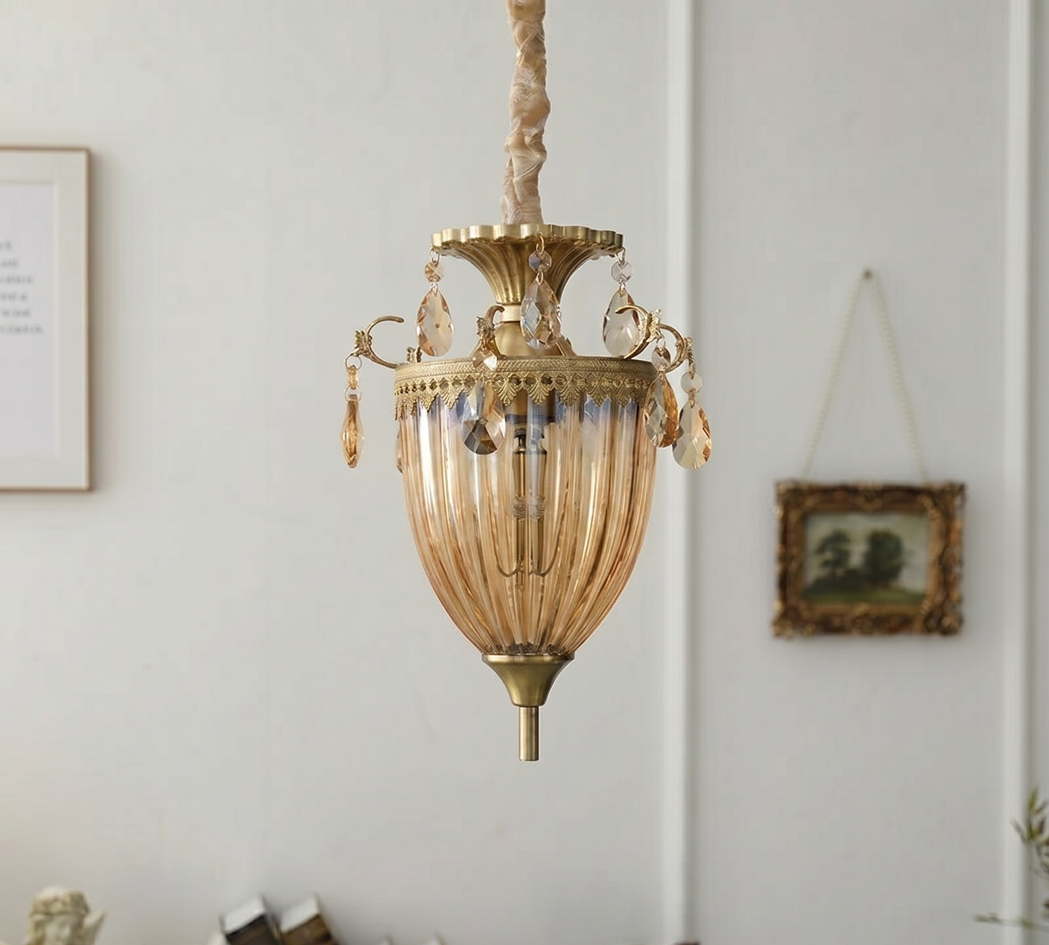 Imperial Iris (Glass, Amber) Hanging Light