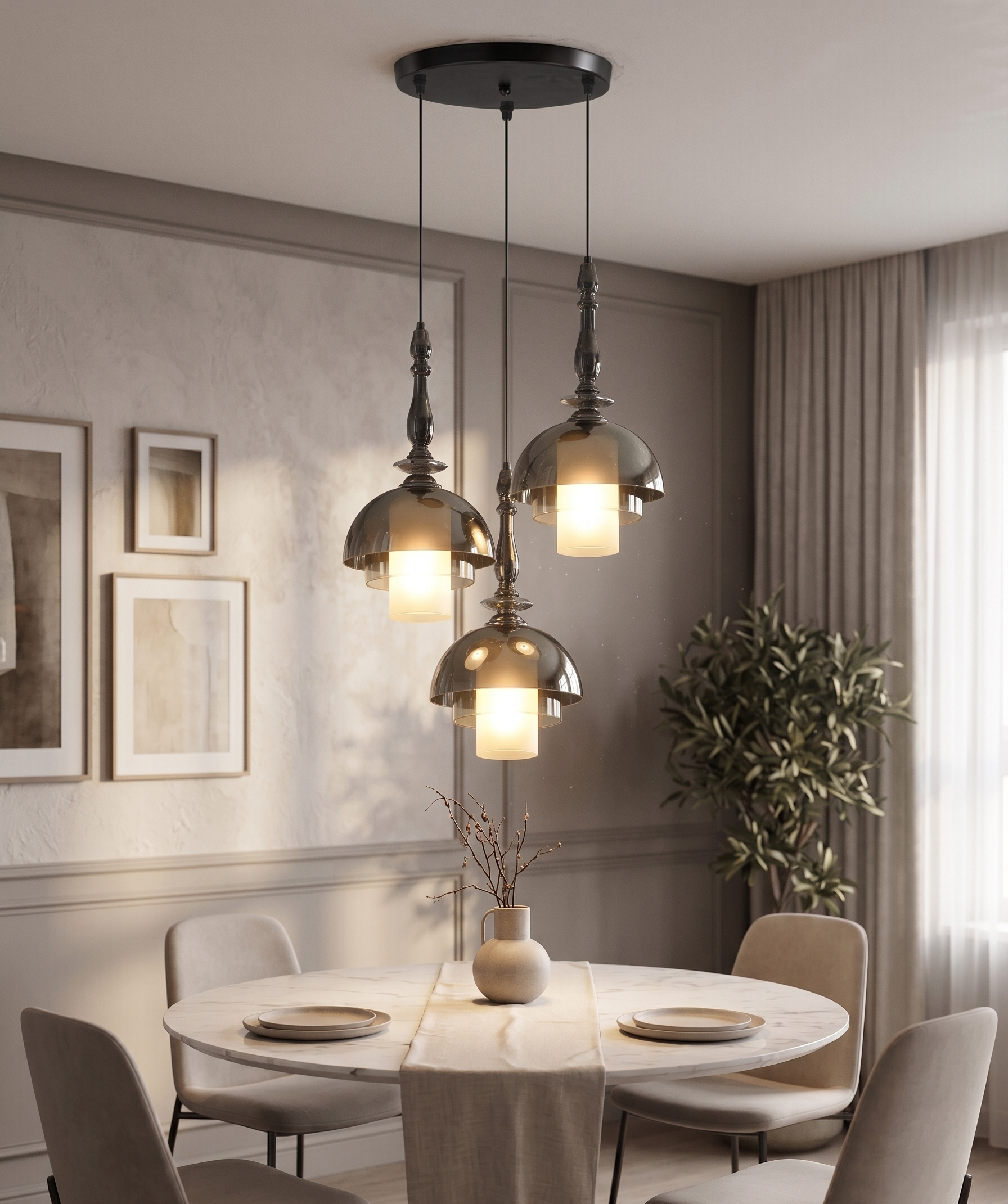 Mystic Opera(Glass, Smoke) Hanging Light